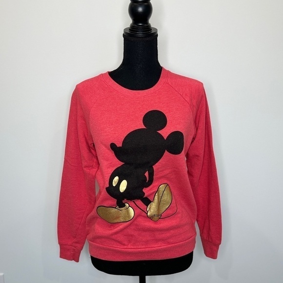 Disney Mickey Mouse Coral Long Sleeve Sweater (Small) - Picture 2 of 6